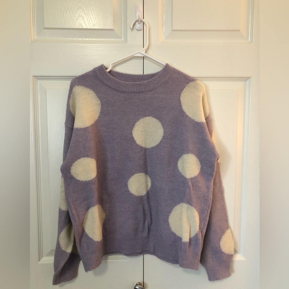 Women’s Lavender Polka Dot Crewneck Sweater